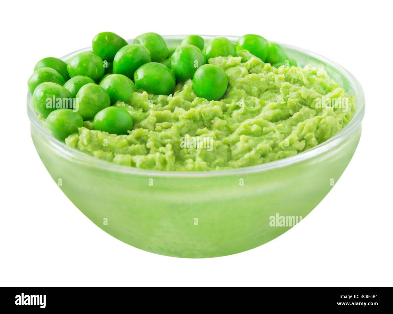 Pease pudding with peas isolated on white background Stock Photo