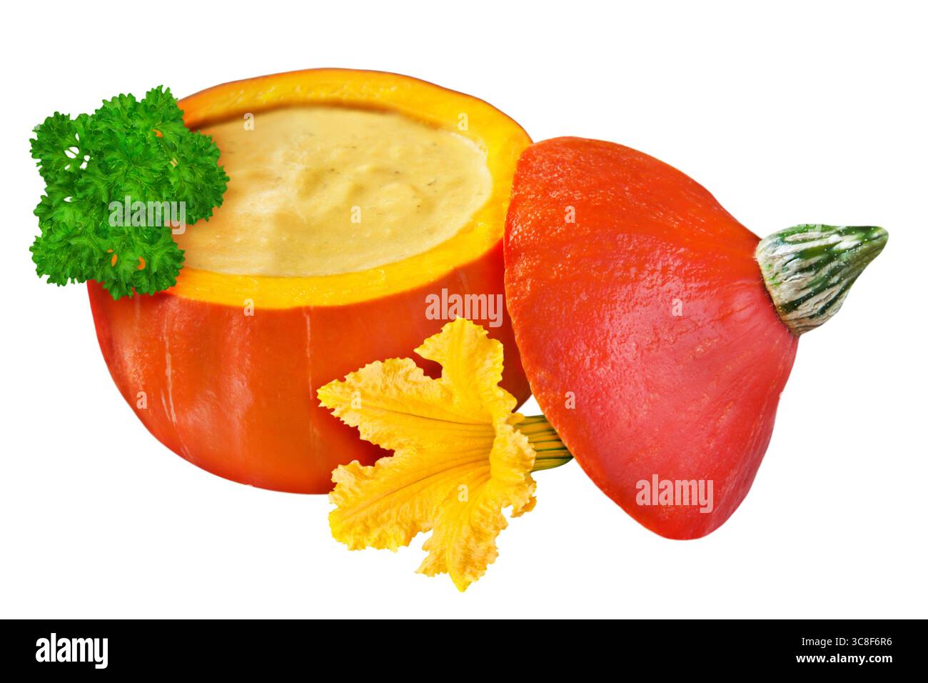 Pumpkin soup isolated on white background Stock Photo