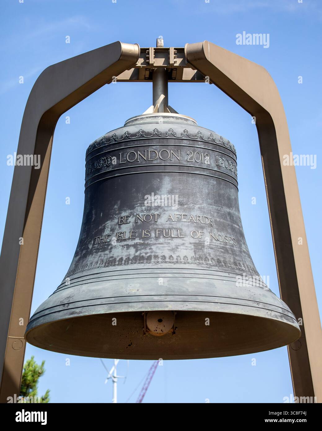 The historic Opening Ceremony Bell of the London 2012 Olympic Games, located in the Queen Elizabeth Olympic Park in Stratford, East London, UK. Stock Photo