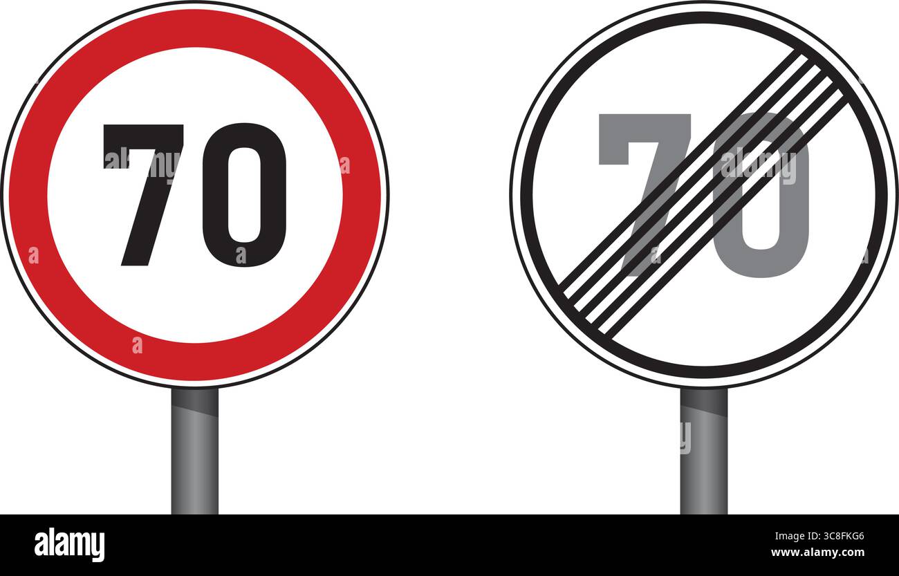 traffic signs set speed limit 70 isolated vector illustration Stock ...