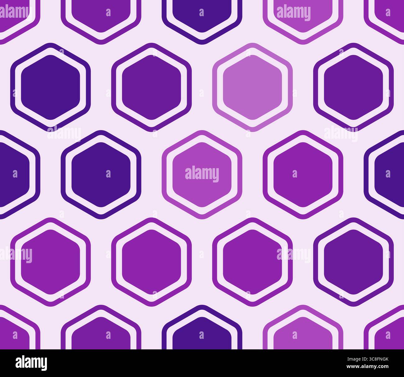 Hexagon pattern. Bold rounded hexagons mosaic cells with padding and ...