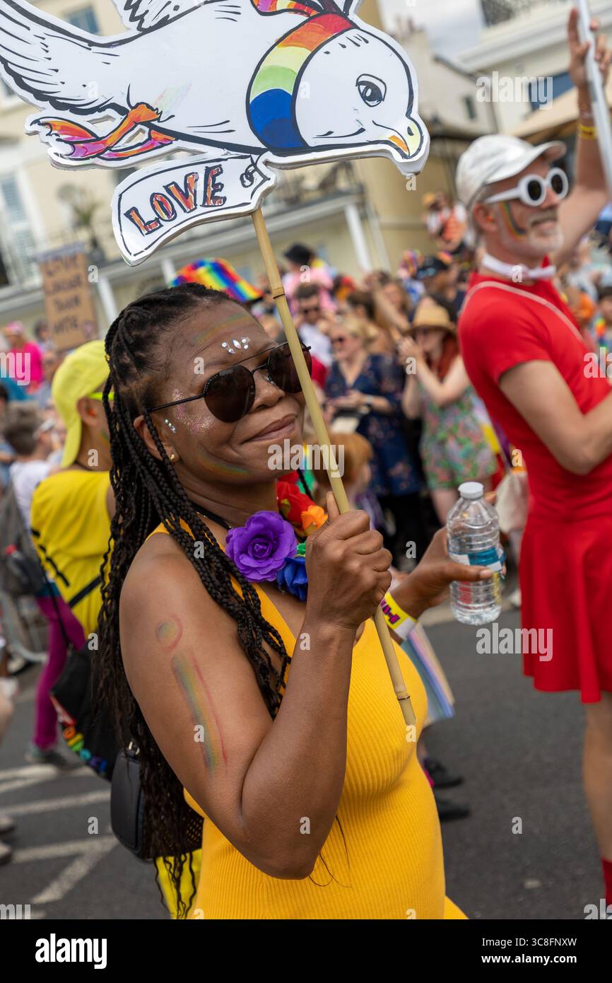 Brighton & Hove Pride LGBTQ+ Community Parade 2025 ‘Ravishing Rage’: A dazzling eruption of colour, power, and unapologetic pride. Stock Photo