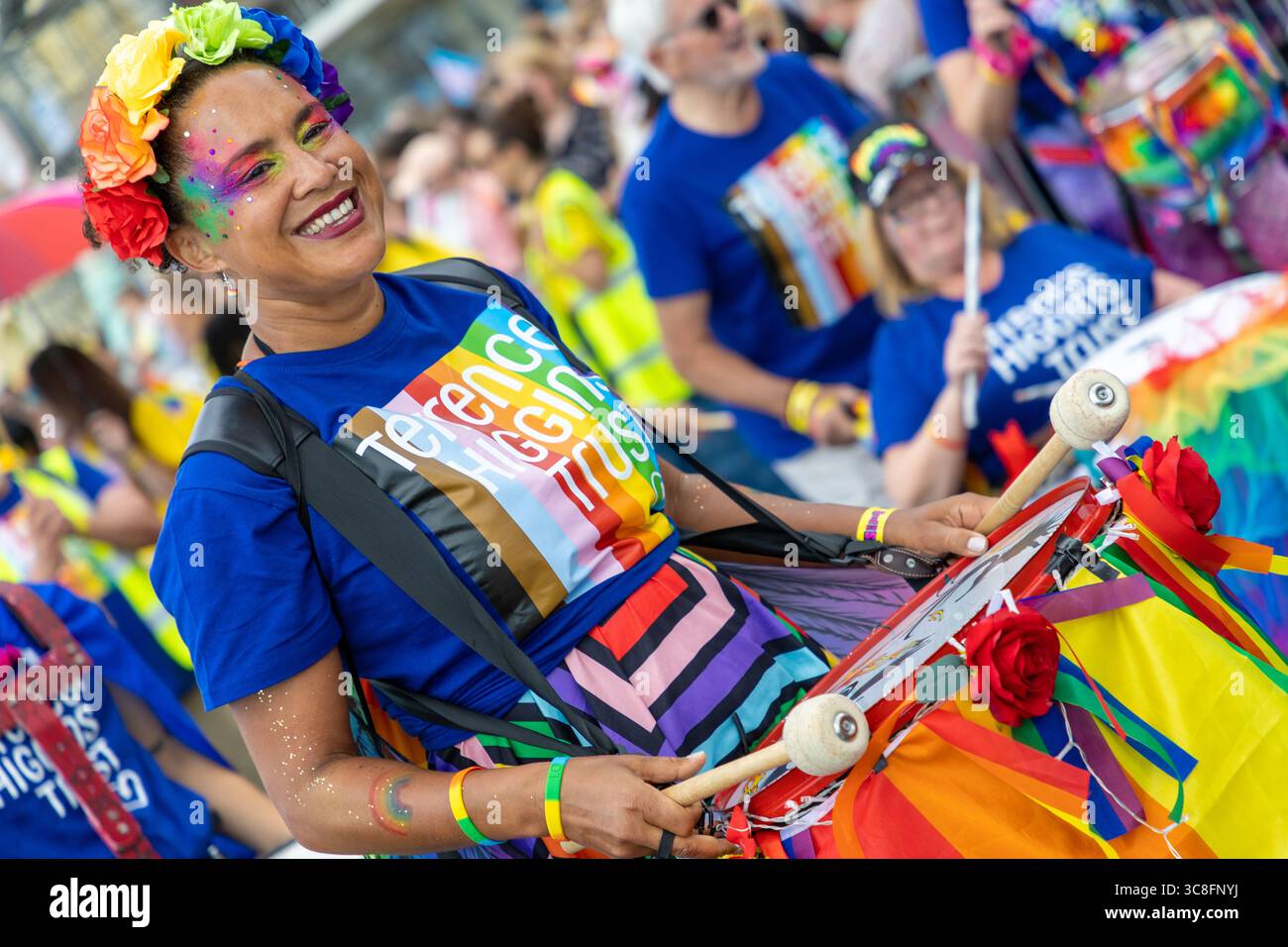 Brighton & Hove Pride LGBTQ+ Community Parade 2025 ‘Ravishing Rage’: A dazzling eruption of colour, power, and unapologetic pride. Stock Photo