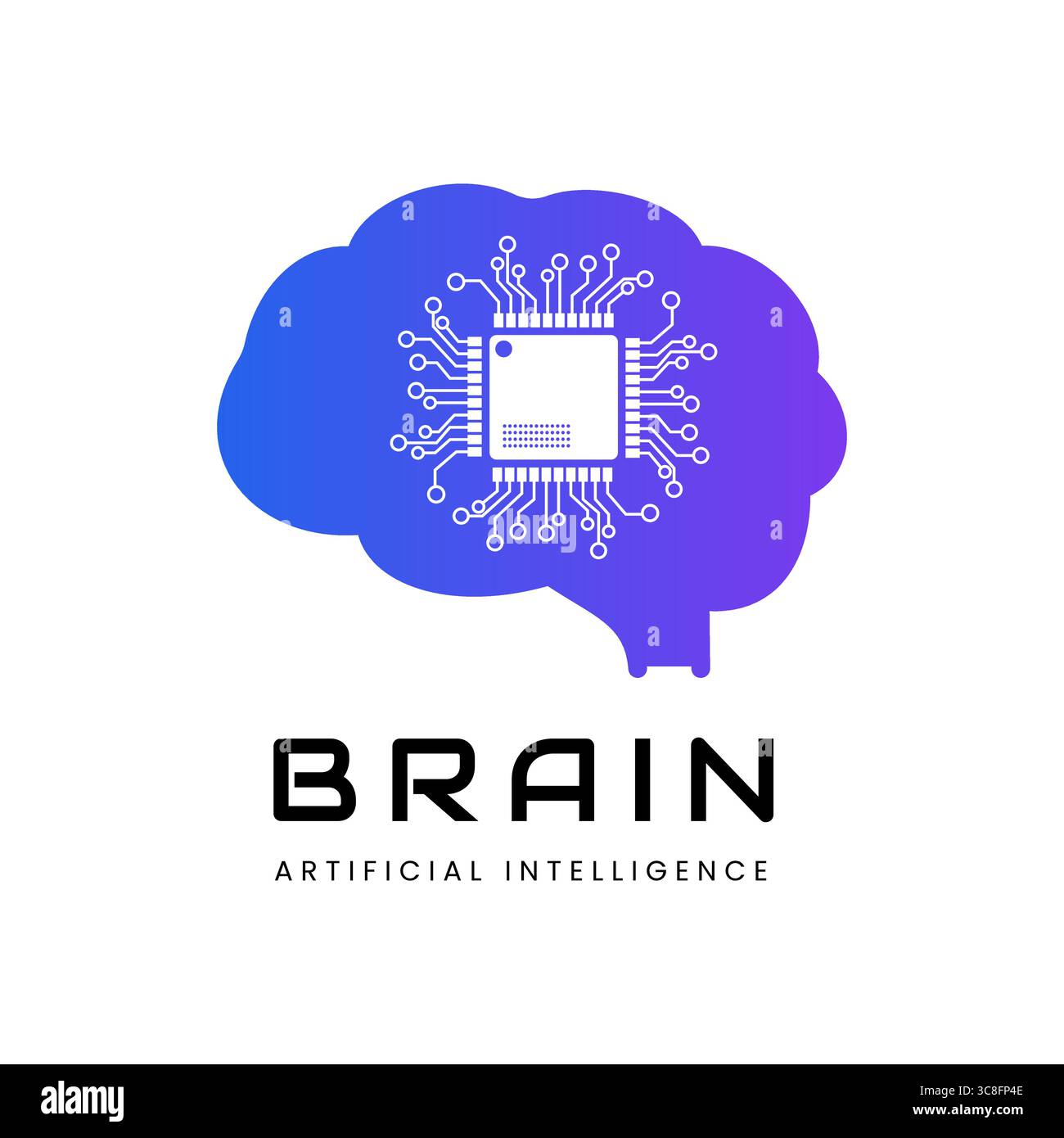 Digital Brain Modern Technology AI Logo for Artificial Intelligence Start up Stock Vector