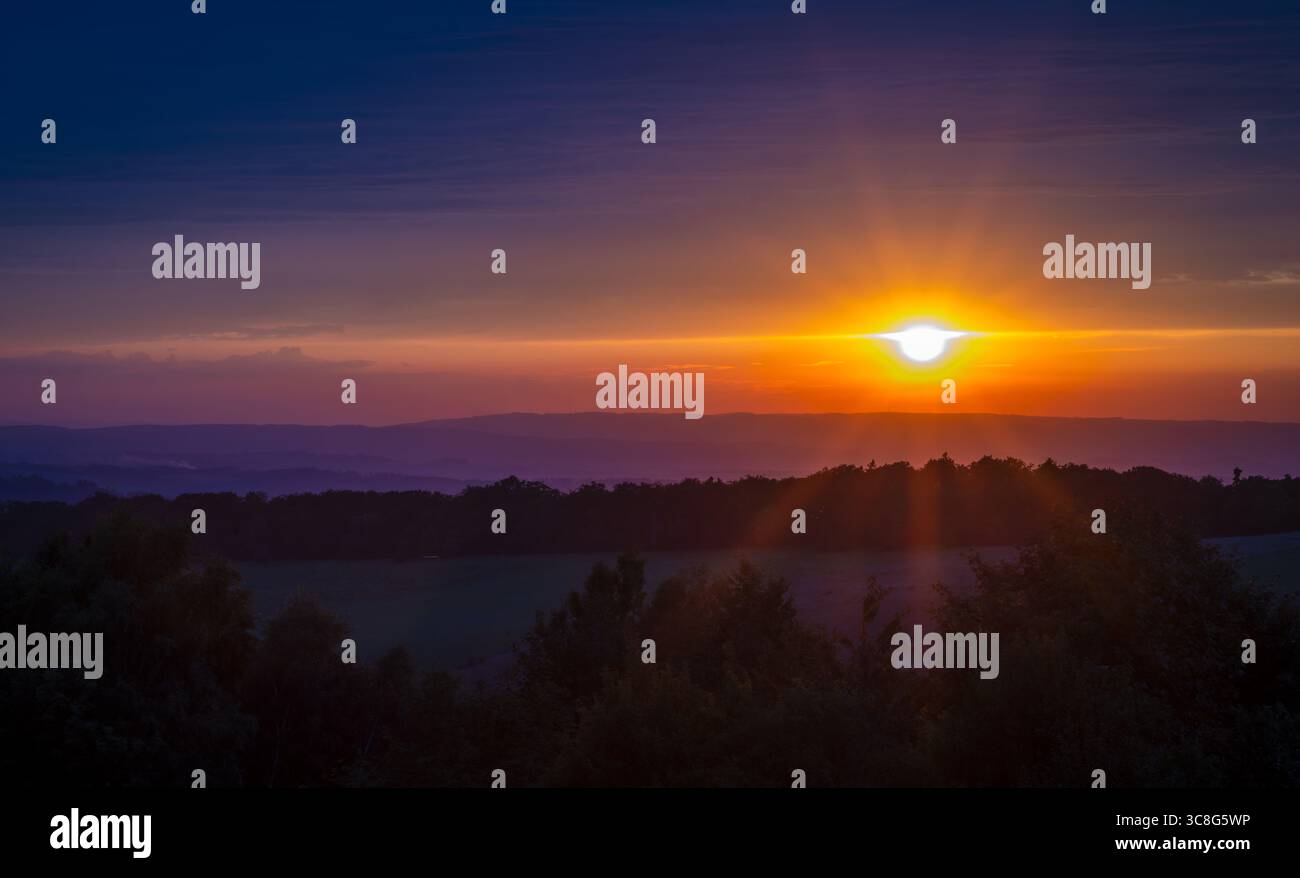 Evening summer view for Beskydy mountains in sunset color fresh night Stock Photo