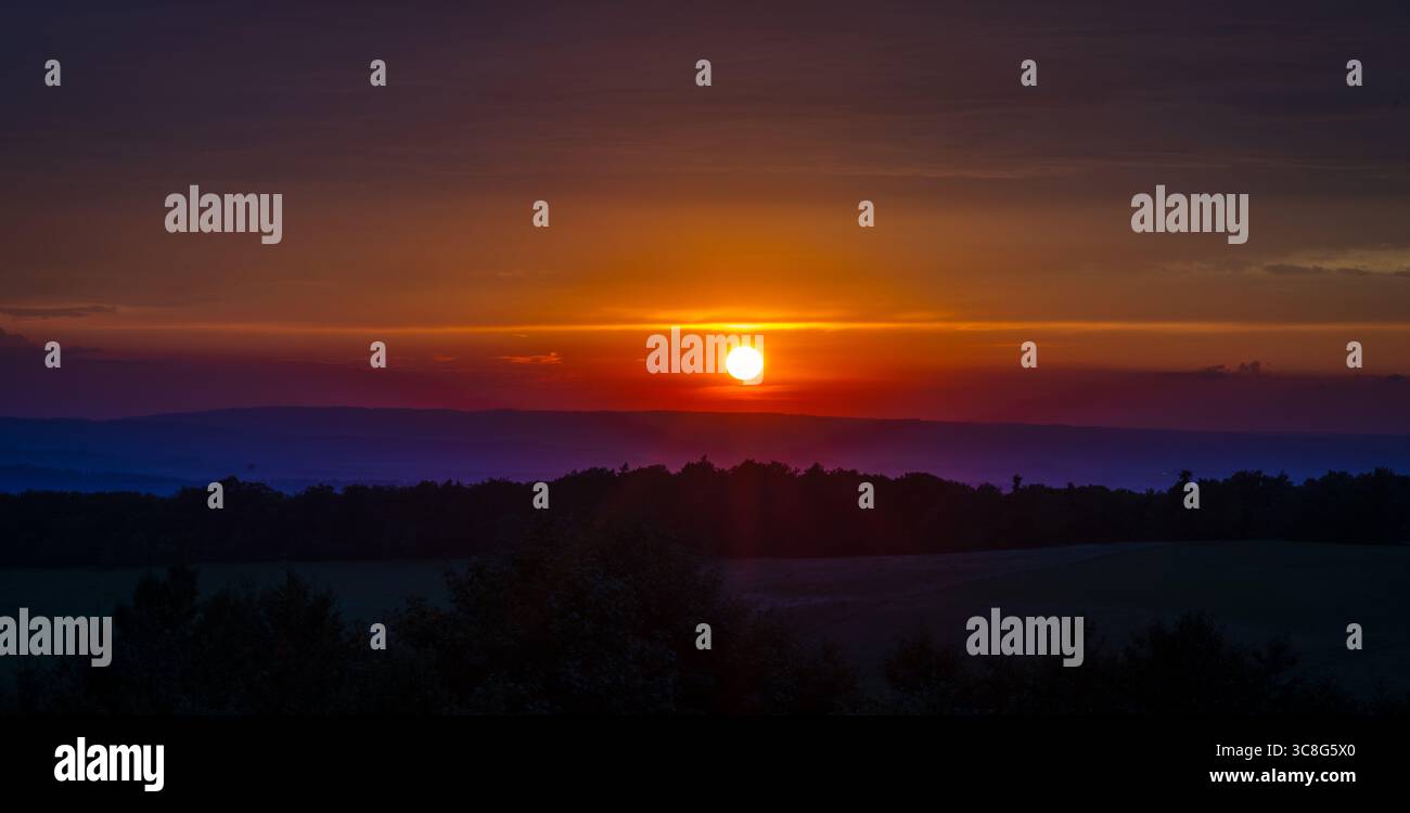 Evening summer view for Beskydy mountains in sunset color fresh night Stock Photo