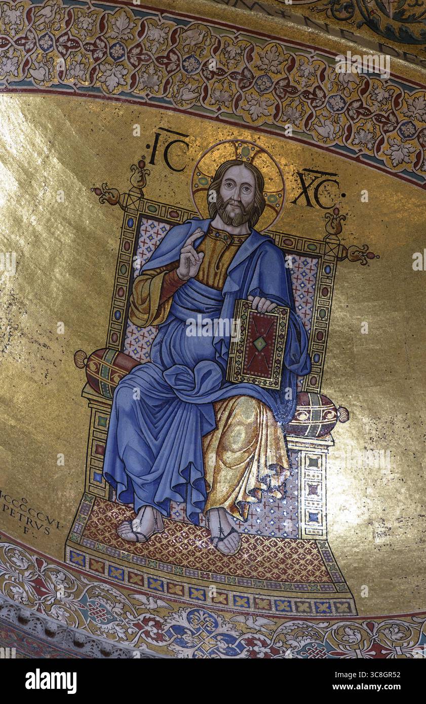 Mosaic of Christ Pantocrator in the apse dome of the Basilica di San ...