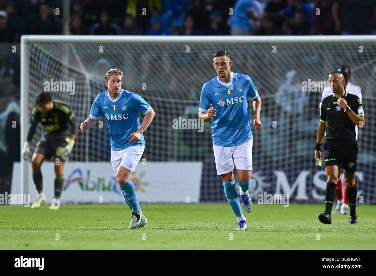 Lorenzo Lucca of S.S.C. Napolicelebrates after scoring the goal of 1-2 ...