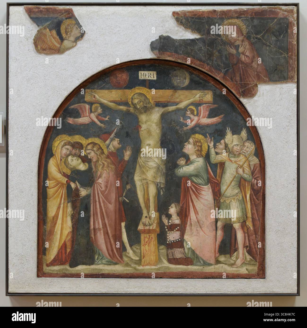 The crucifixion with saints and a donor hi-res stock photography