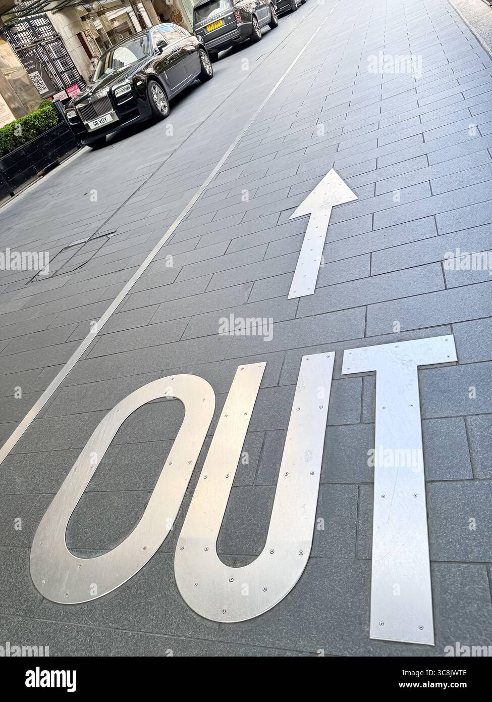The only legal Right Hand Drive Road in the UK - The Savoy Hotel, London - Smartphone Captured Stock Image