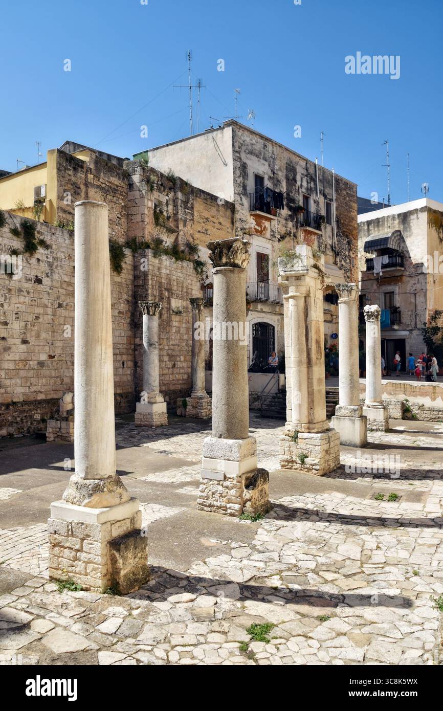 Roman remains in the historic centre of Bari, Puglia, Italy Stock Photo