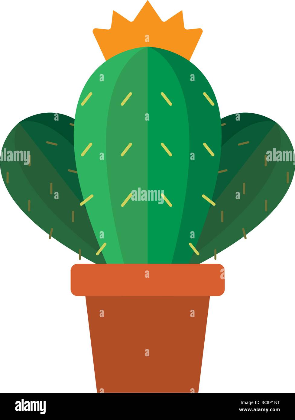 Blooming cactus in brown pot. Vector Stock Vector