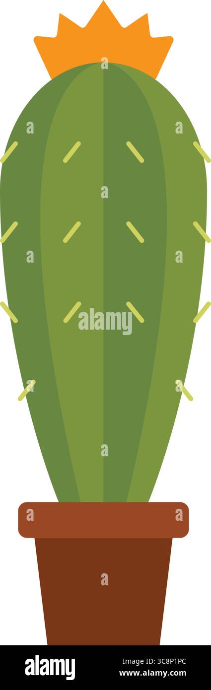 Blooming cactus in blue pot. Vector Stock Vector