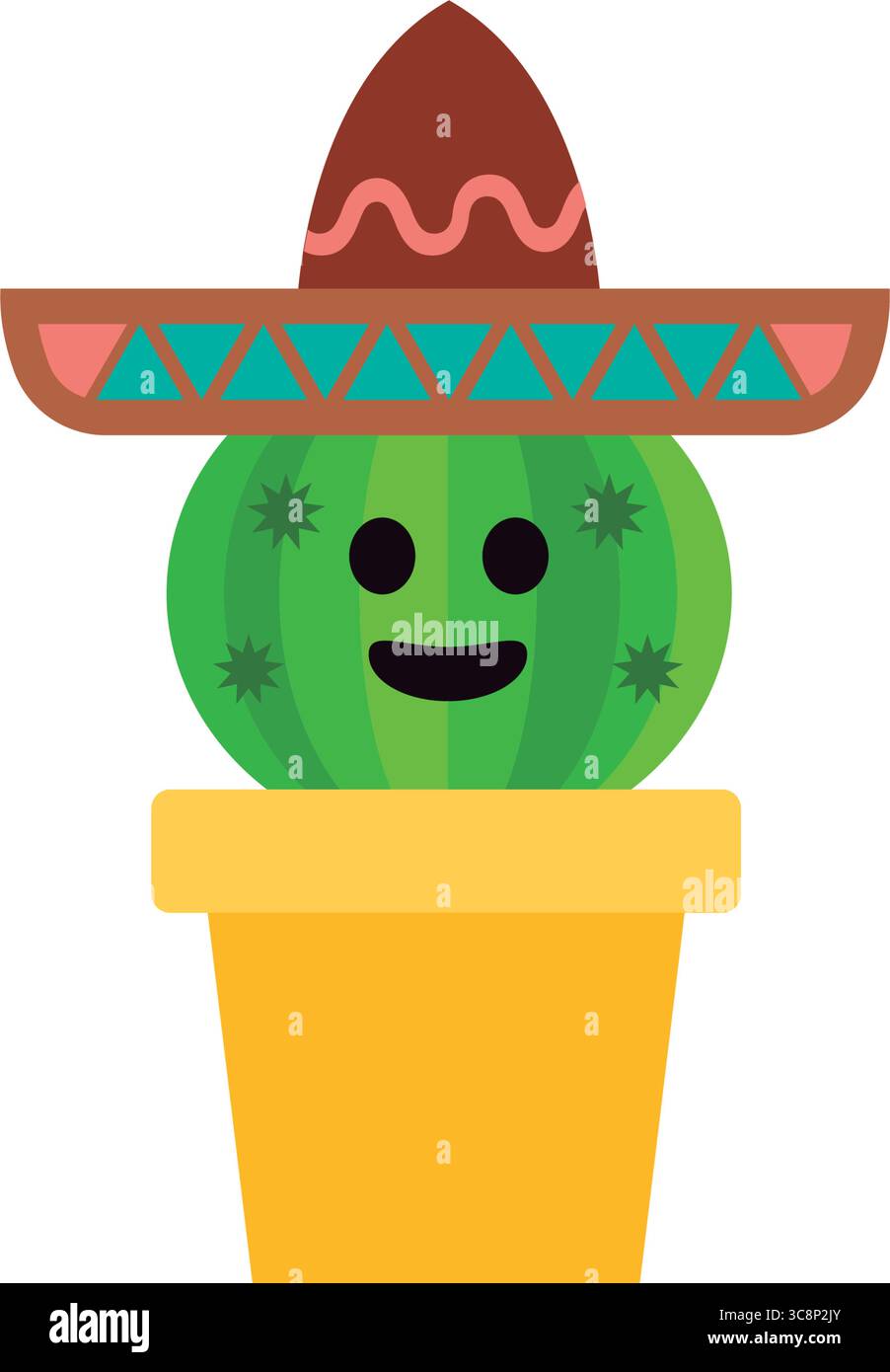 Yellow pot cactus smiling face. Vector Stock Vector Image & Art - Alamy
