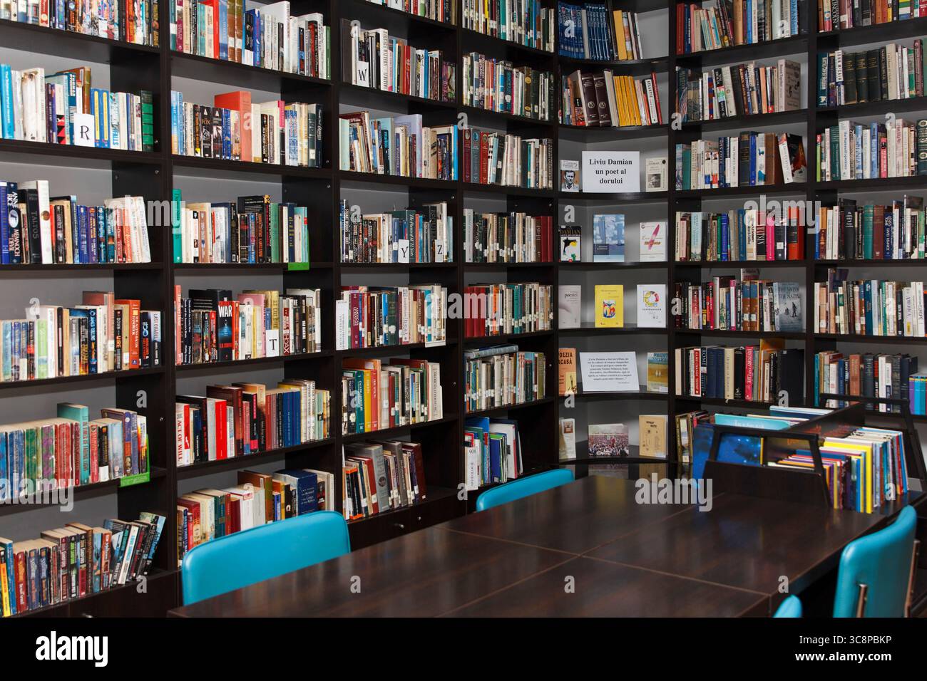 CHISINAU, MOLDOVA - MARCH 14, 2025; Сomfortable Library interior with ...
