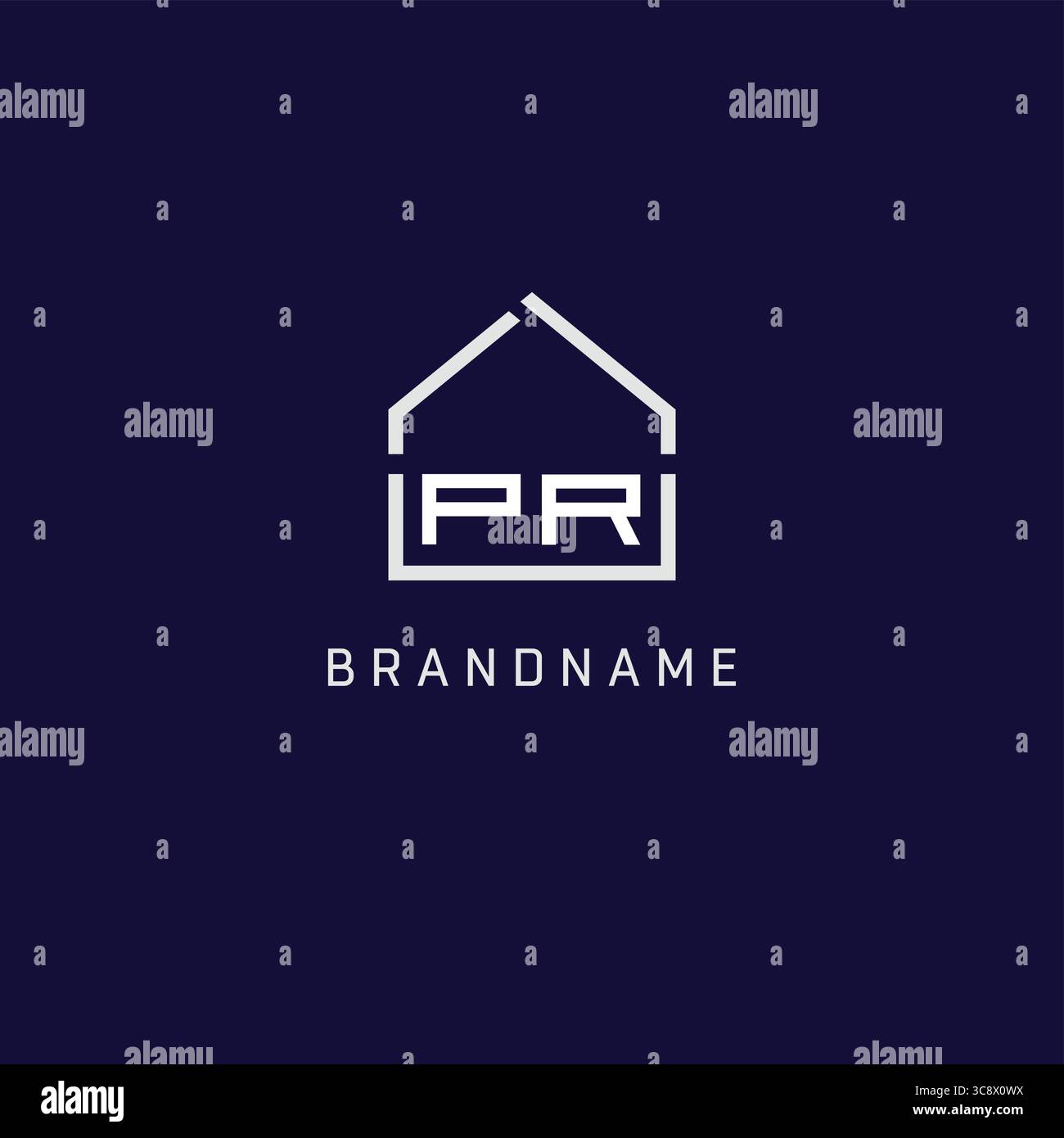 Initial letter PR roof real estate logo design ideas vector graphic Stock Vector