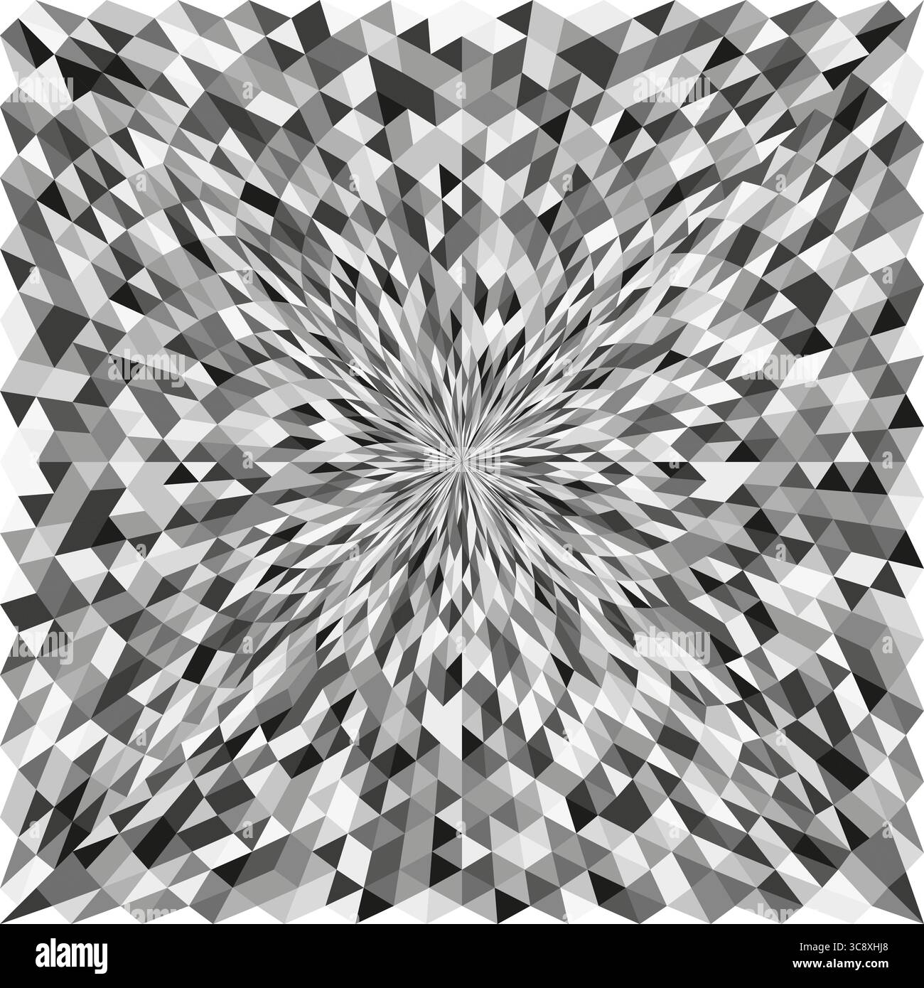 Radial burst pattern. Abstract optical background. Grayscale geometric illustration. Vector radiating texture. Stock Vector