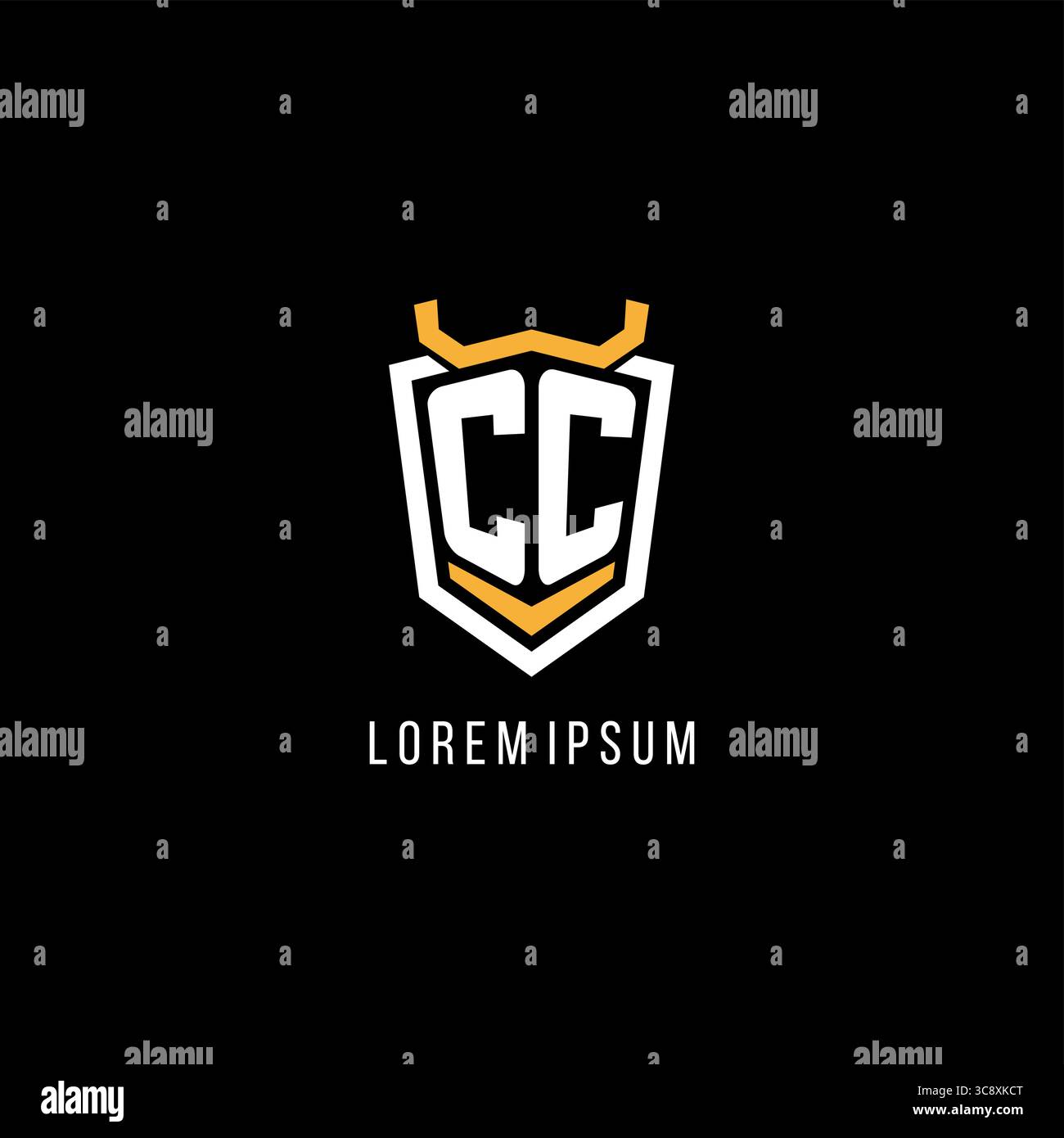 Initial CC geometric shield esport logo monogram design style vector graphic Stock Vector