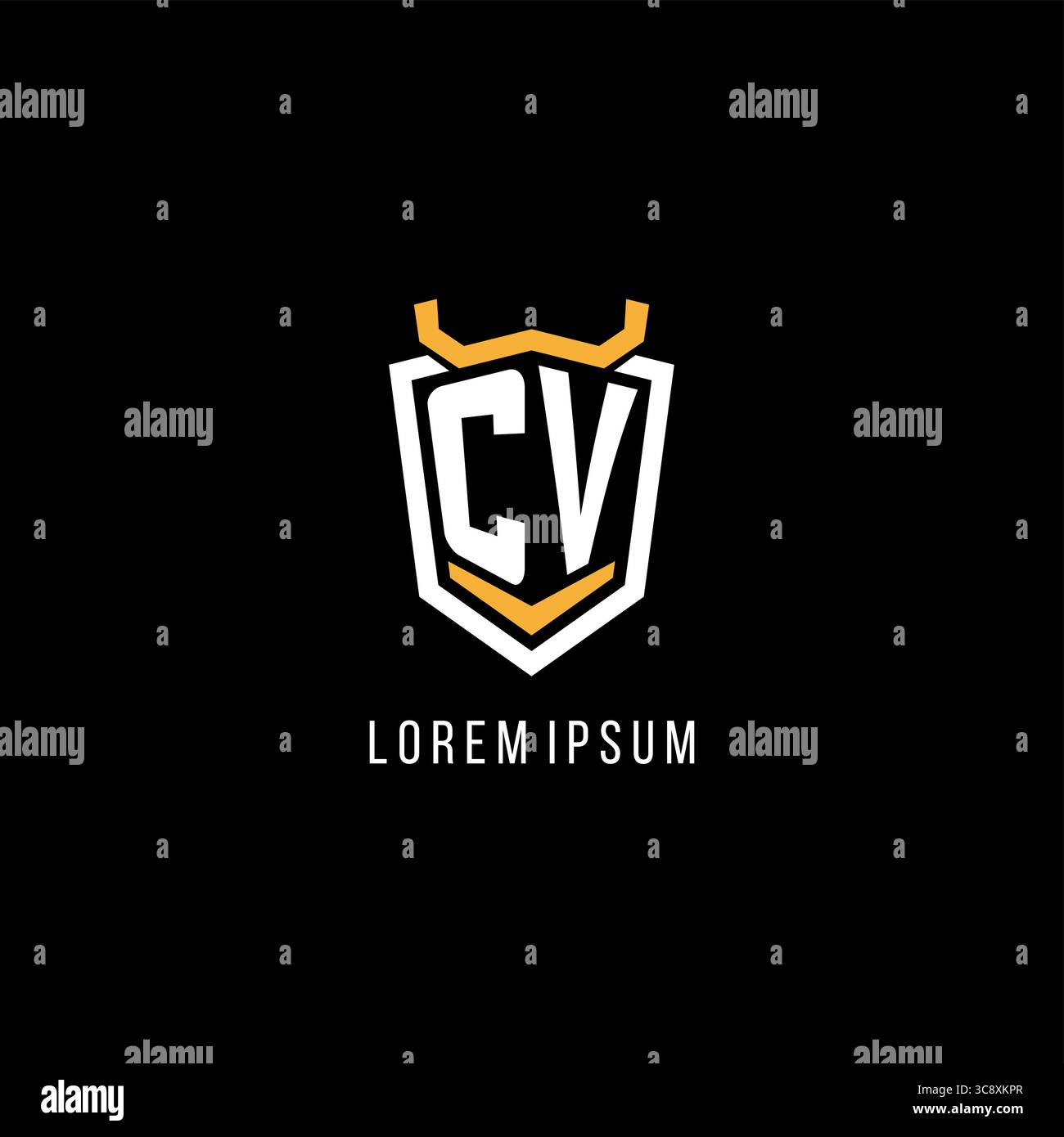 Initial CV geometric shield esport logo monogram design style vector graphic Stock Vector