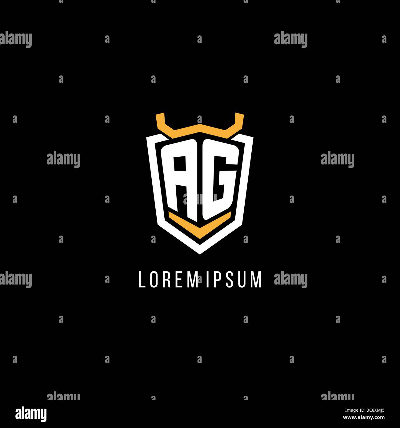 Initial AG geometric shield esport logo monogram design style vector graphic Stock Vector