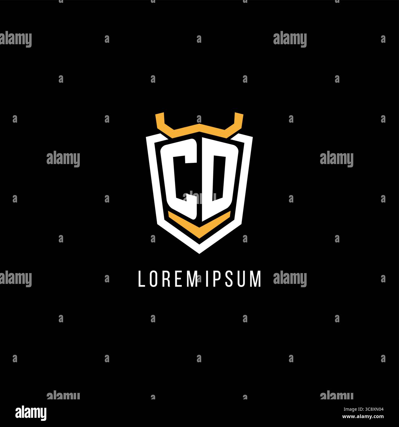 Initial CD geometric shield esport logo monogram design style vector graphic Stock Vector