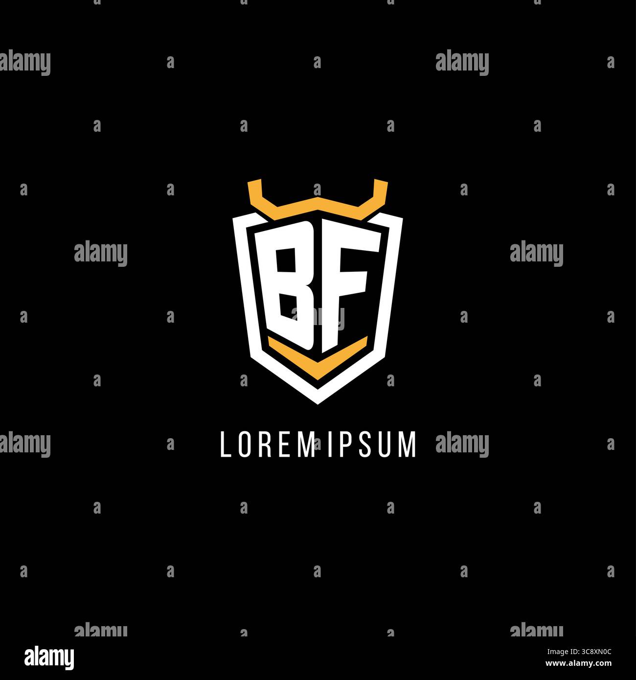 Initial BF geometric shield esport logo monogram design style vector graphic Stock Vector
