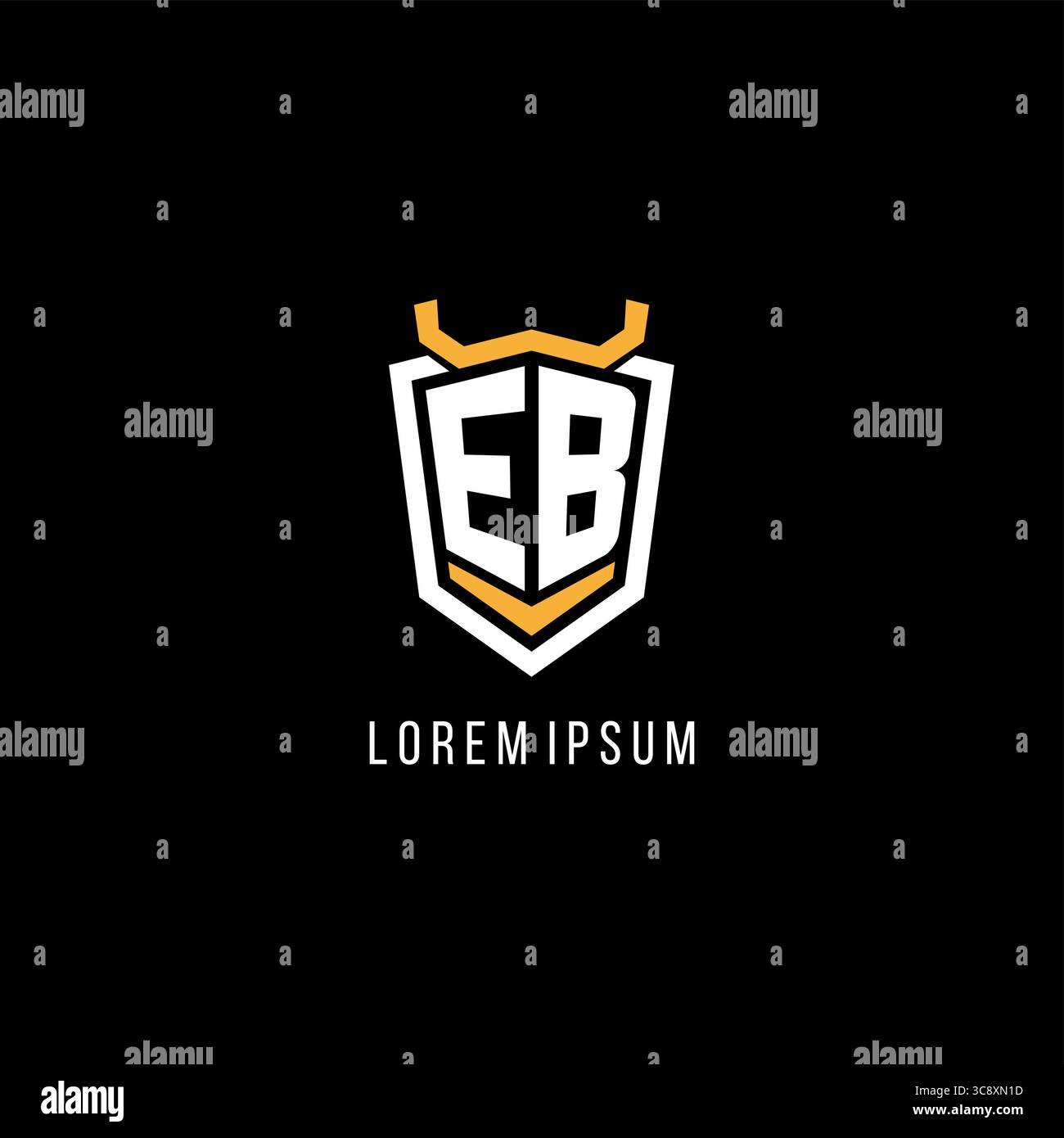 Initial EB geometric shield esport logo monogram design style vector graphic Stock Vector