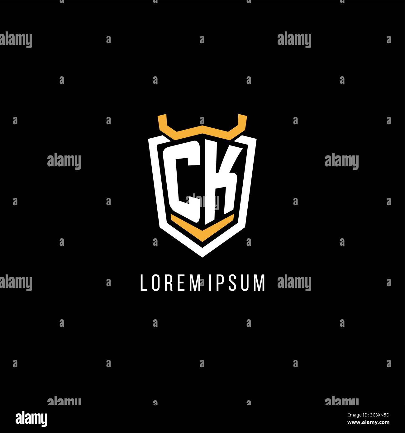 Initial CK geometric shield esport logo monogram design style vector graphic Stock Vector
