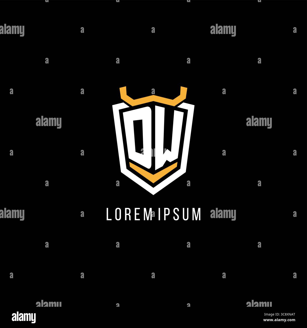 Initial DW geometric shield esport logo monogram design style vector graphic Stock Vector