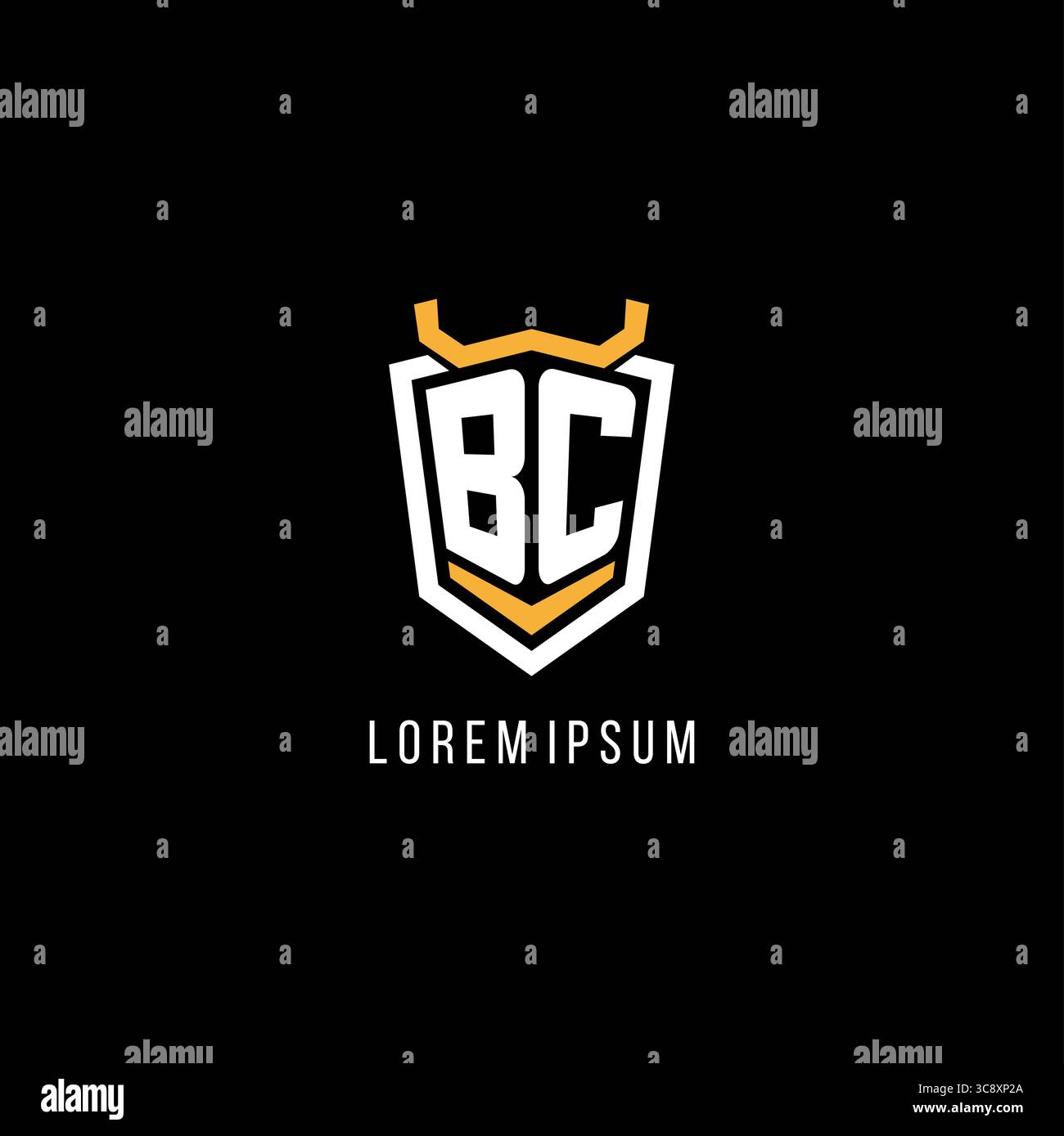Initial BC geometric shield esport logo monogram design style vector graphic Stock Vector