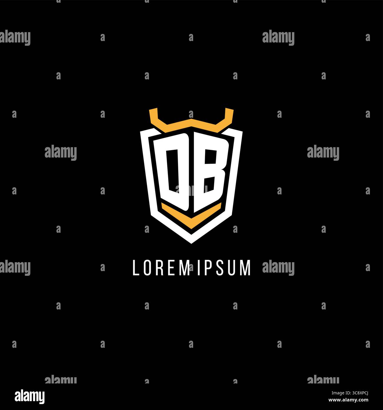 Initial DB geometric shield esport logo monogram design style vector graphic Stock Vector