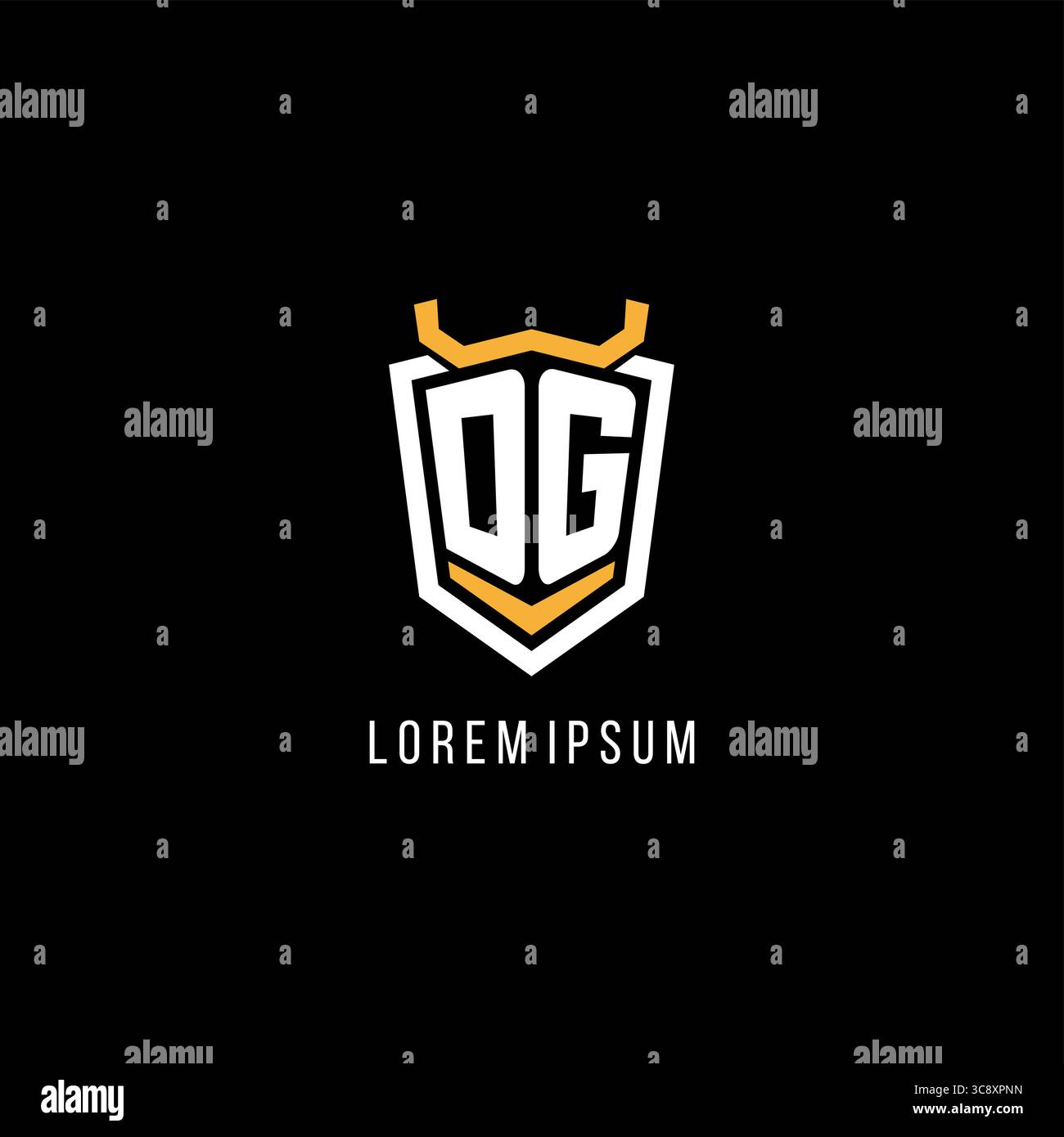 Initial DG geometric shield esport logo monogram design style vector graphic Stock Vector