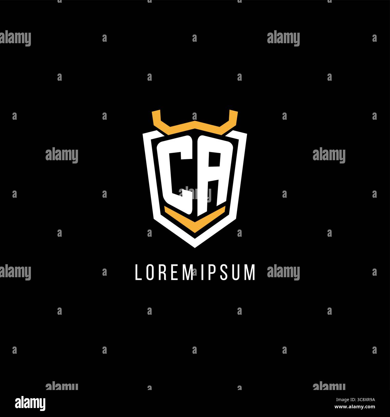 Initial CA geometric shield esport logo monogram design style vector graphic Stock Vector