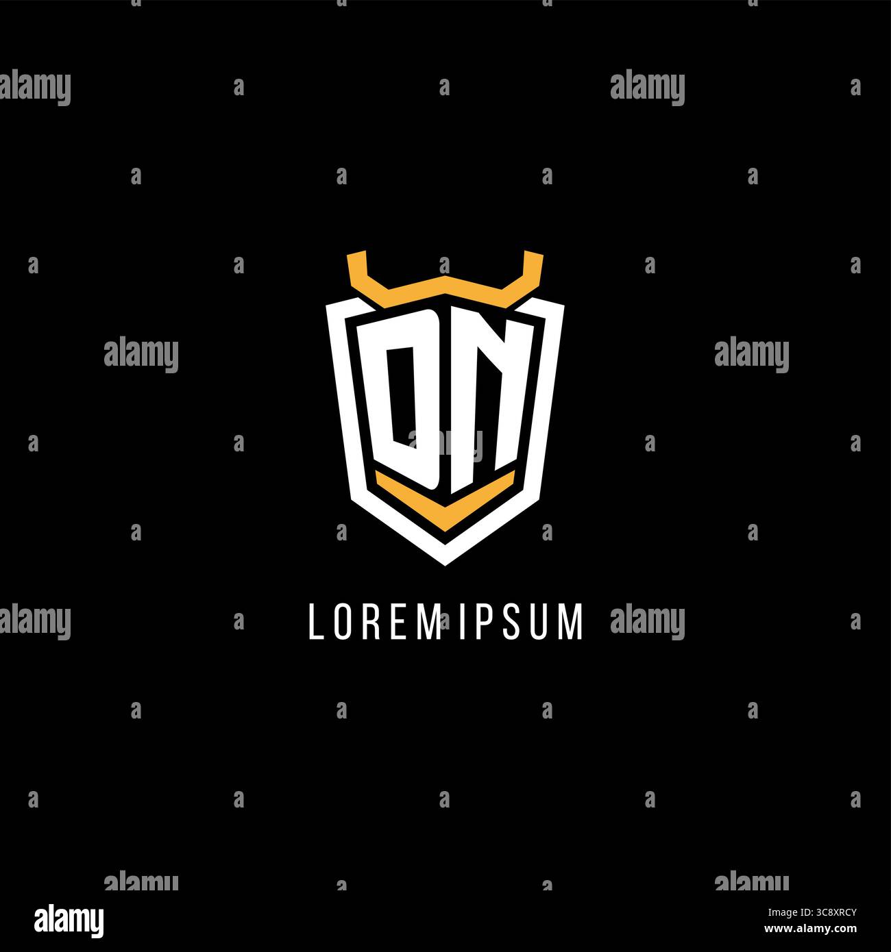 Initial DN geometric shield esport logo monogram design style vector graphic Stock Vector