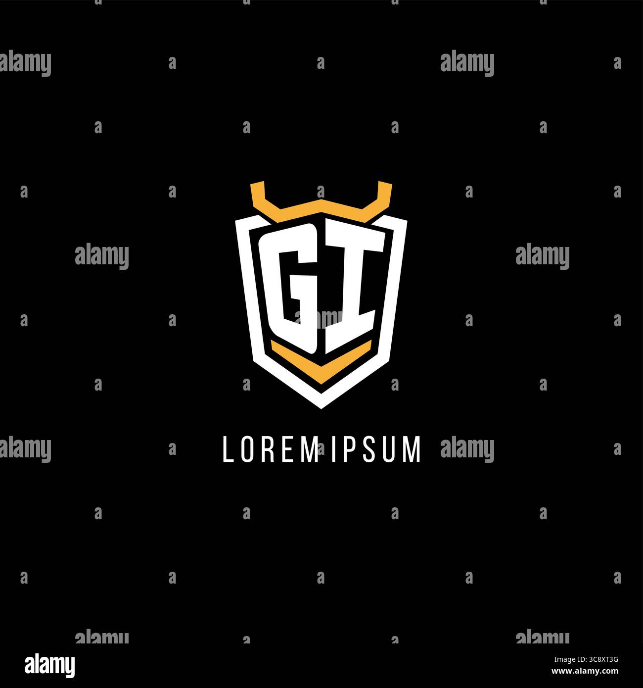 Initial GI geometric shield esport logo monogram design style vector graphic Stock Vector