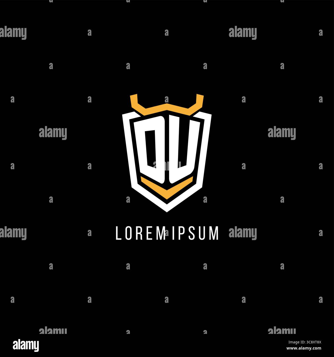 Initial DU geometric shield esport logo monogram design style vector graphic Stock Vector