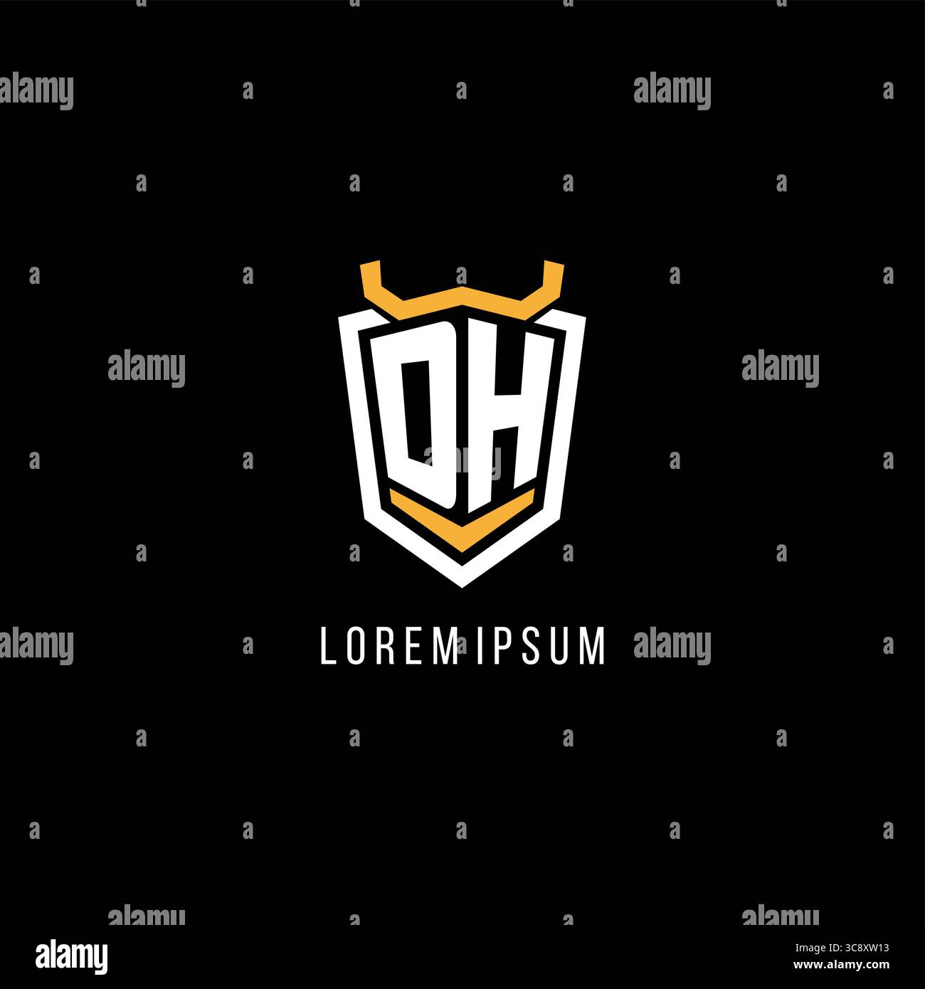 Initial DH geometric shield esport logo monogram design style vector graphic Stock Vector