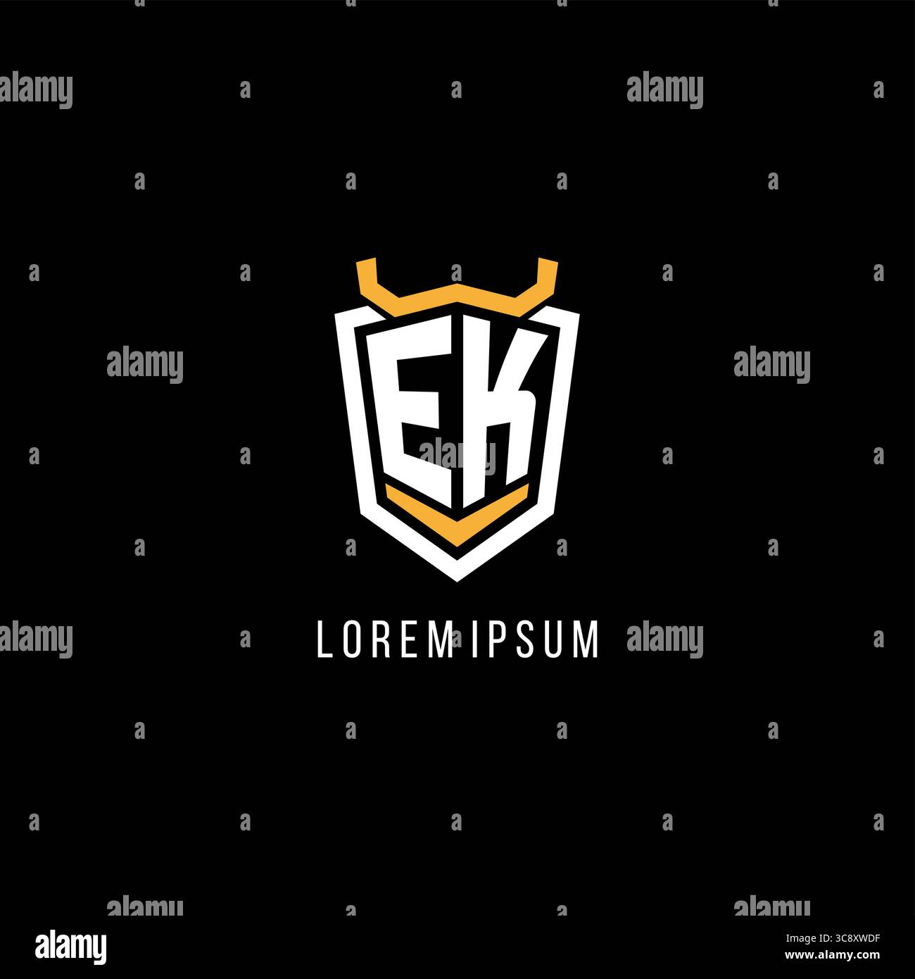 Initial EK geometric shield esport logo monogram design style vector graphic Stock Vector