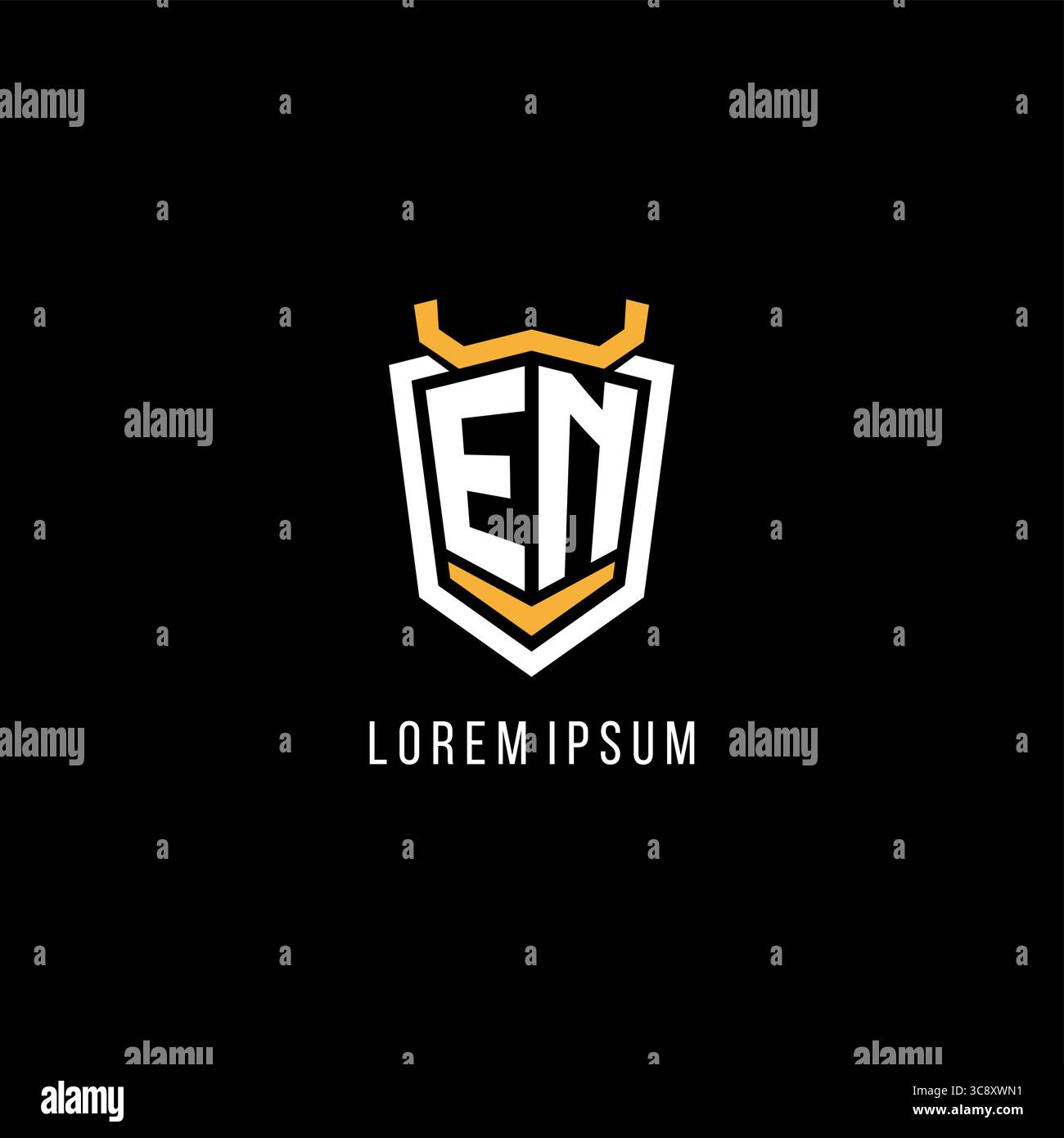 Initial EN geometric shield esport logo monogram design style vector graphic Stock Vector