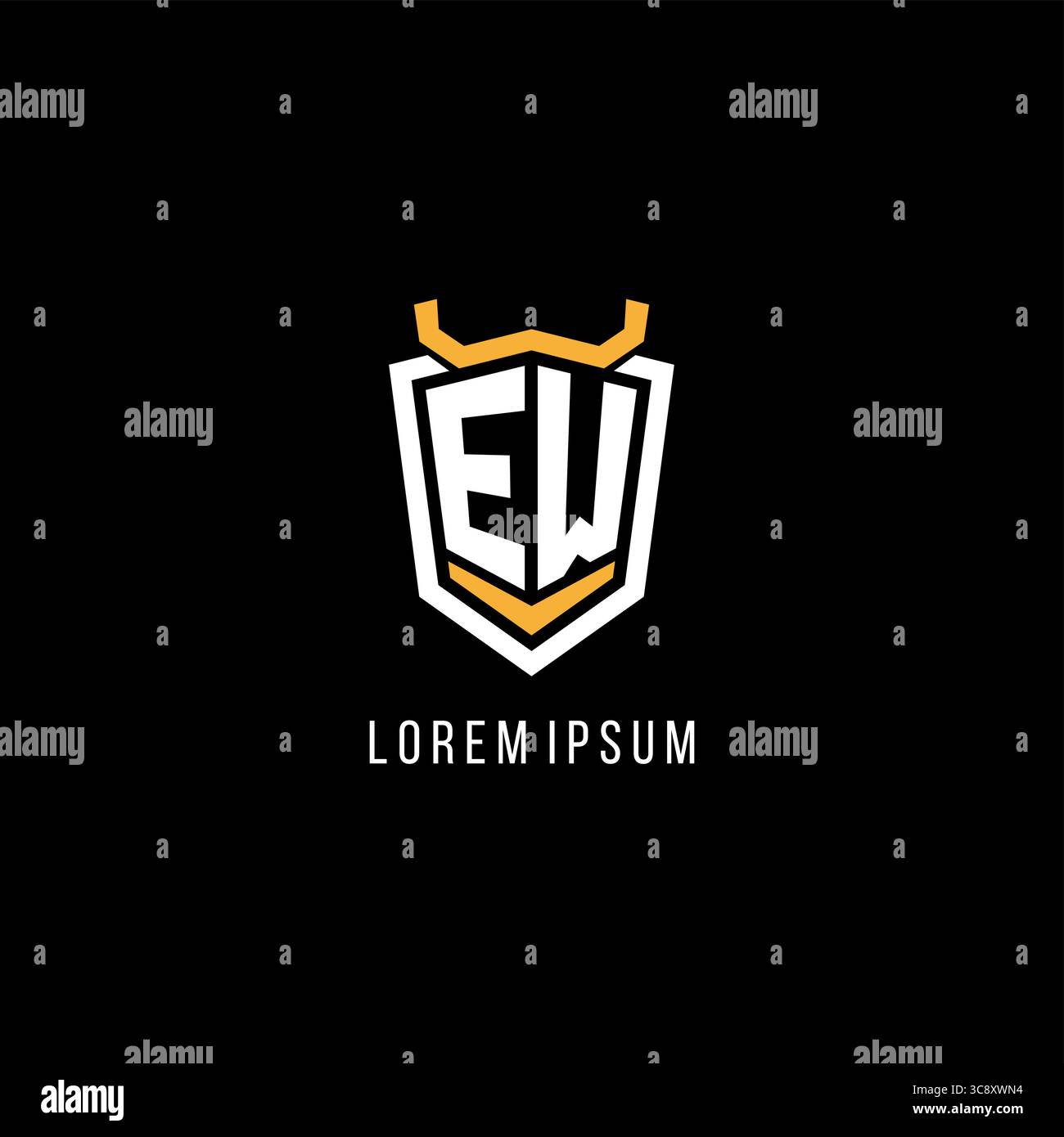 Initial EW geometric shield esport logo monogram design style vector graphic Stock Vector