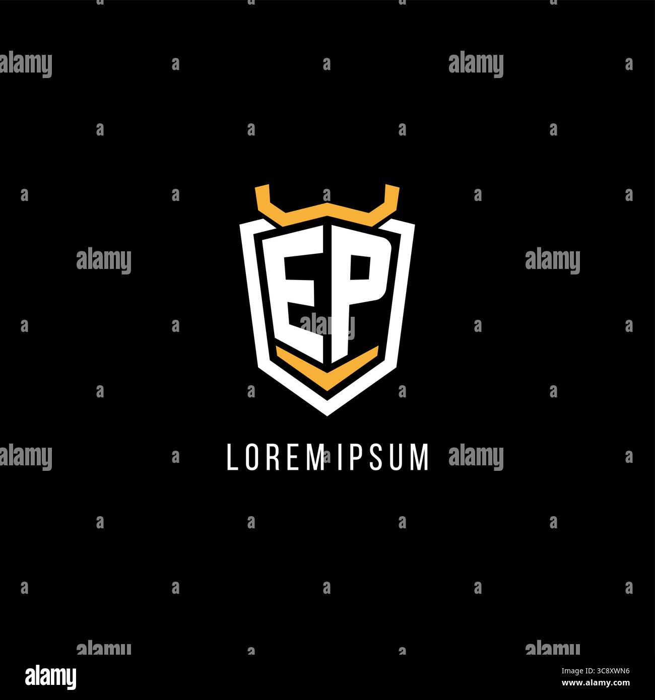 Initial EP geometric shield esport logo monogram design style vector graphic Stock Vector