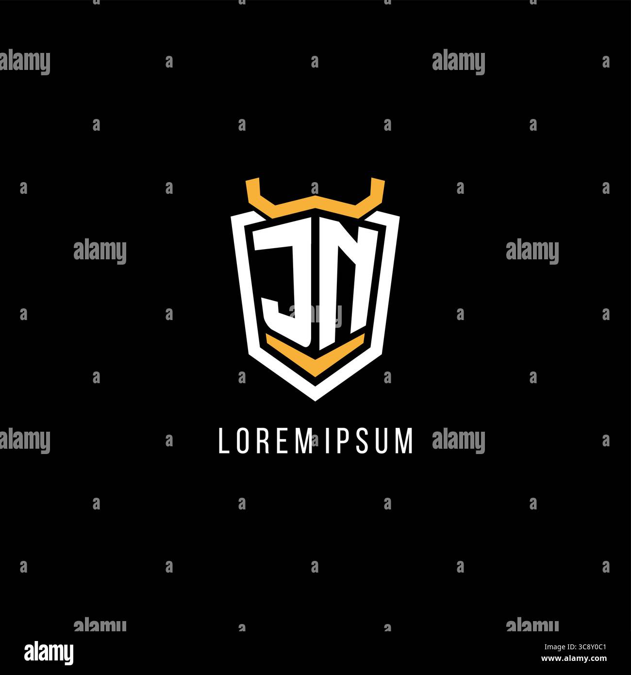 Initial JN geometric shield esport logo monogram design style vector graphic Stock Vector