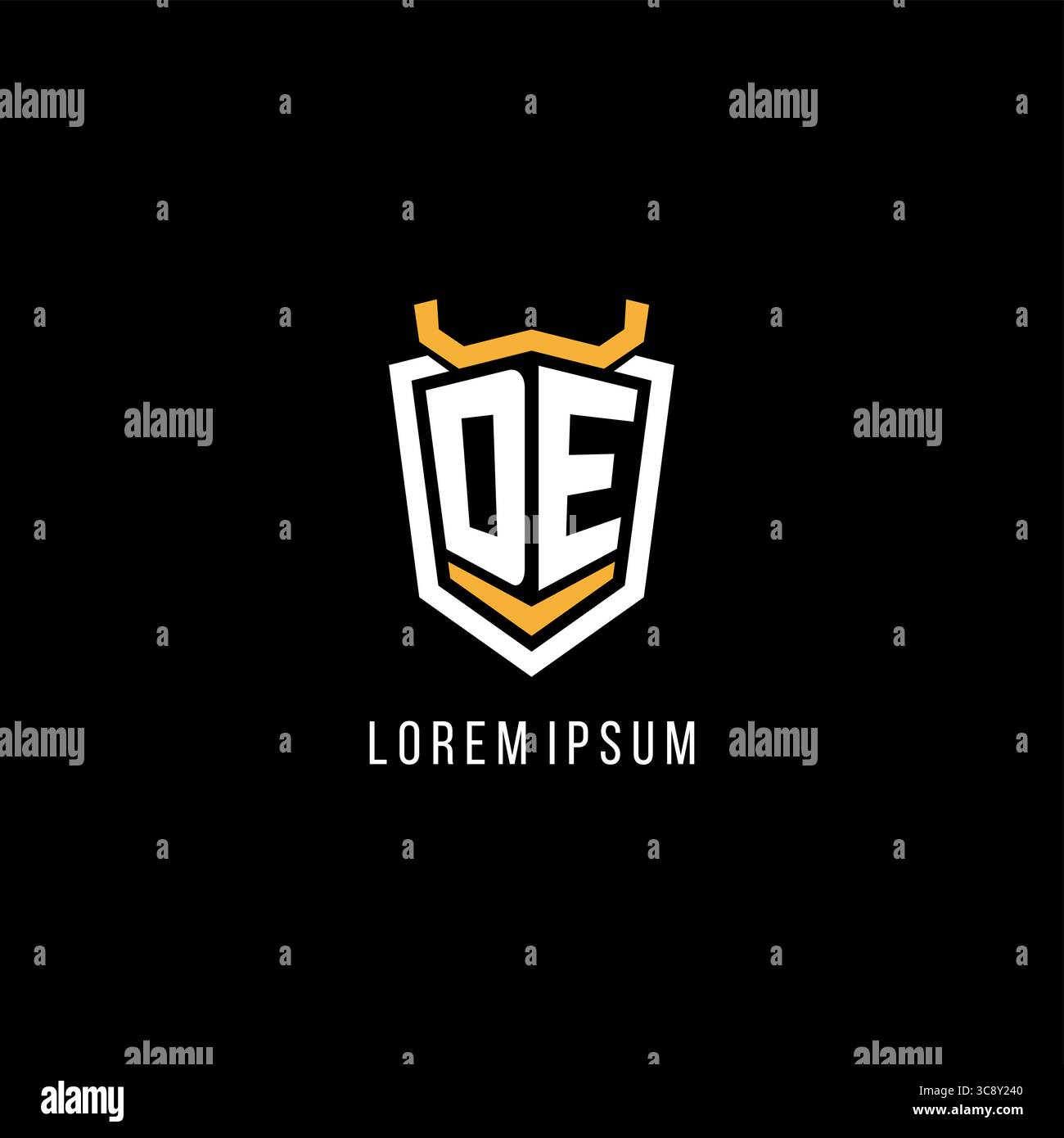 Initial DE geometric shield esport logo monogram design style vector graphic Stock Vector