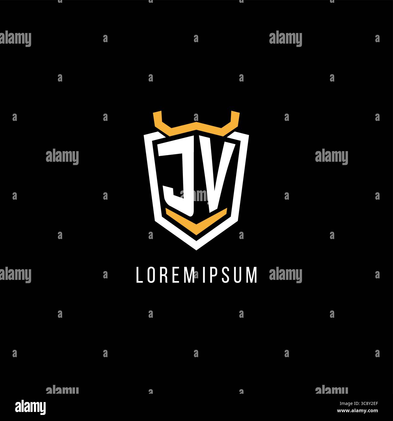 Initial JV geometric shield esport logo monogram design style vector graphic Stock Vector