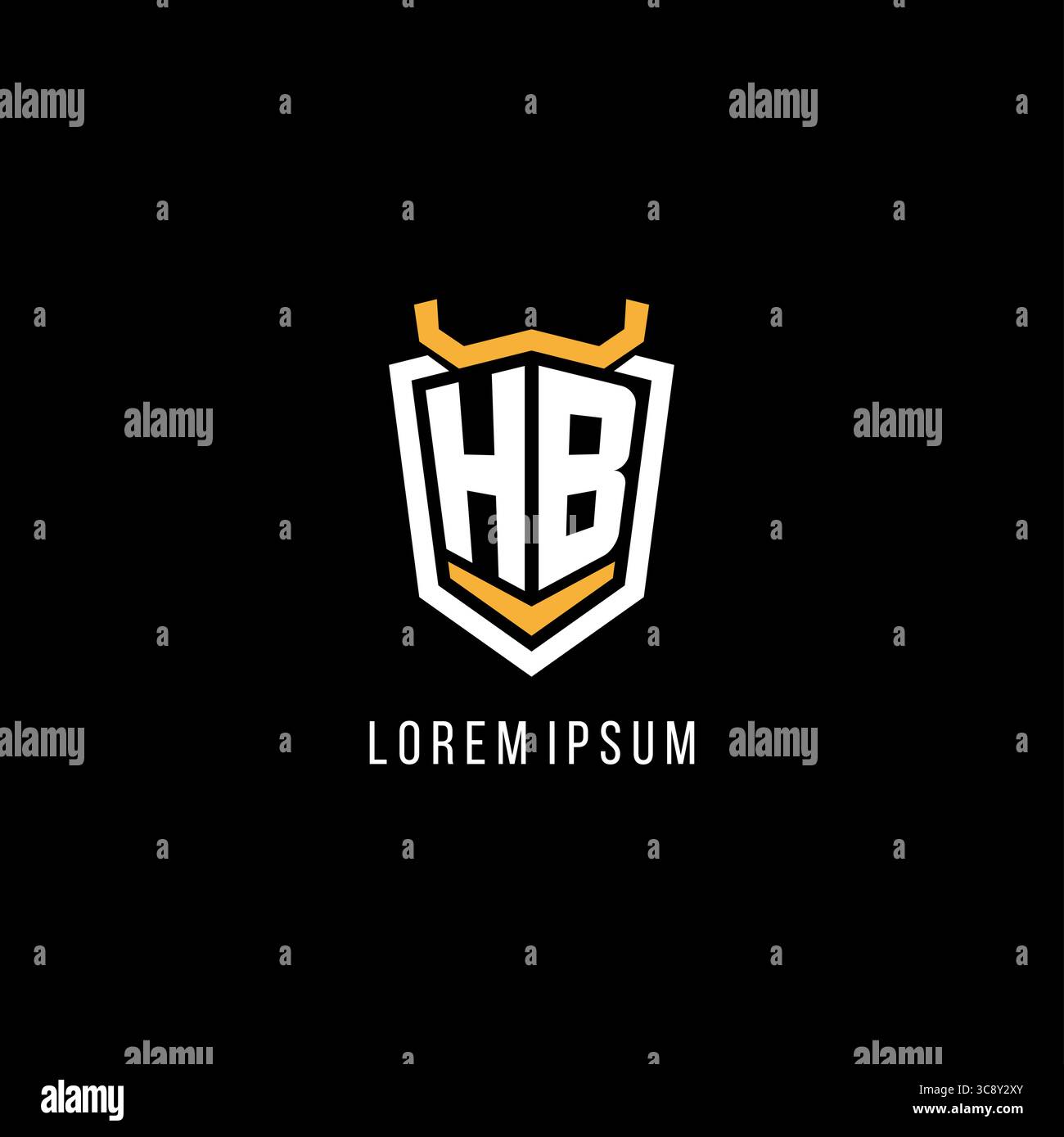 Initial HB geometric shield esport logo monogram design style vector graphic Stock Vector