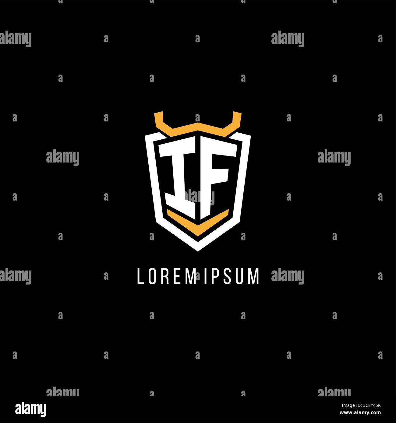 Initial IF geometric shield esport logo monogram design style vector graphic Stock Vector