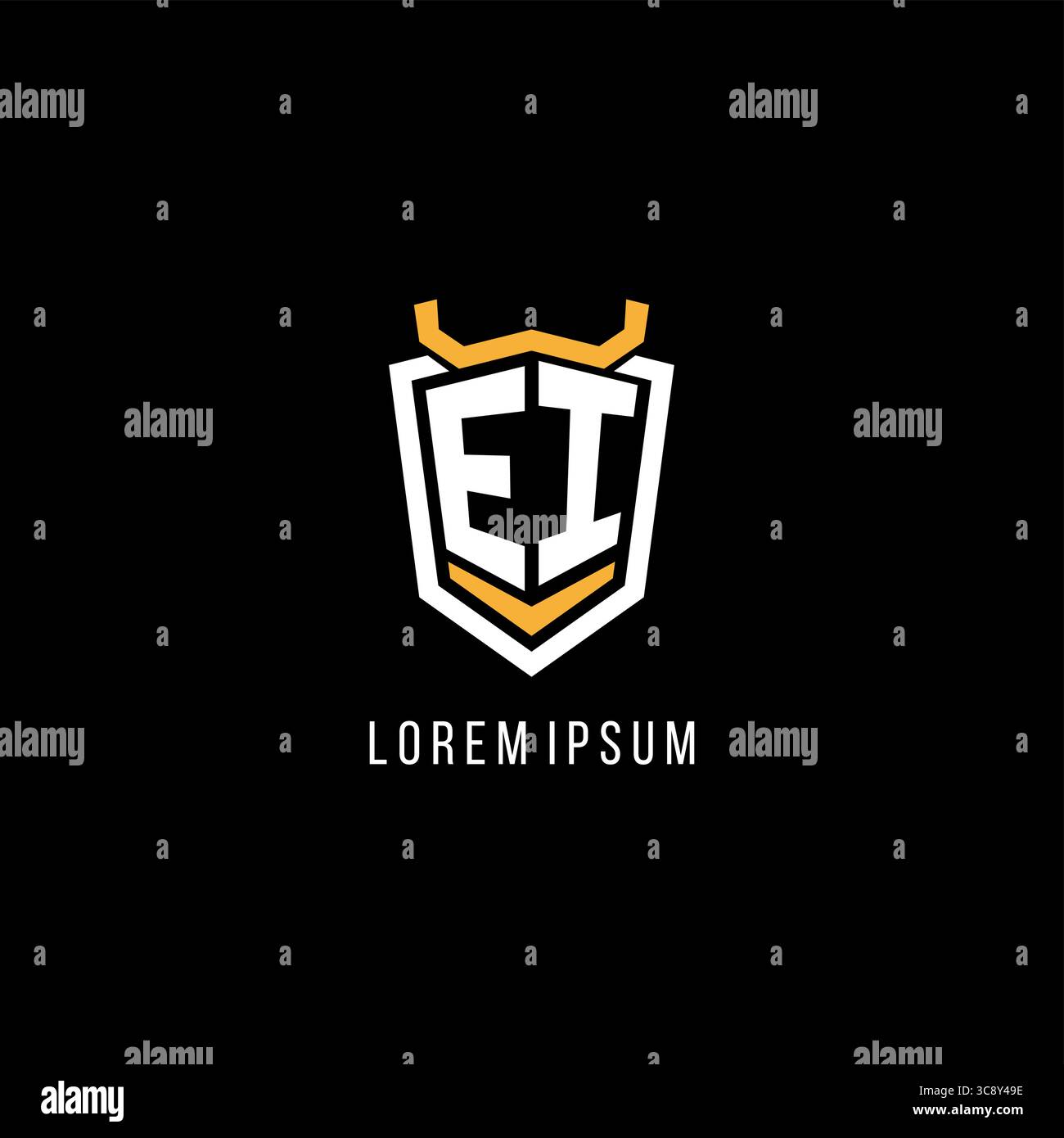 Initial EI geometric shield esport logo monogram design style vector graphic Stock Vector