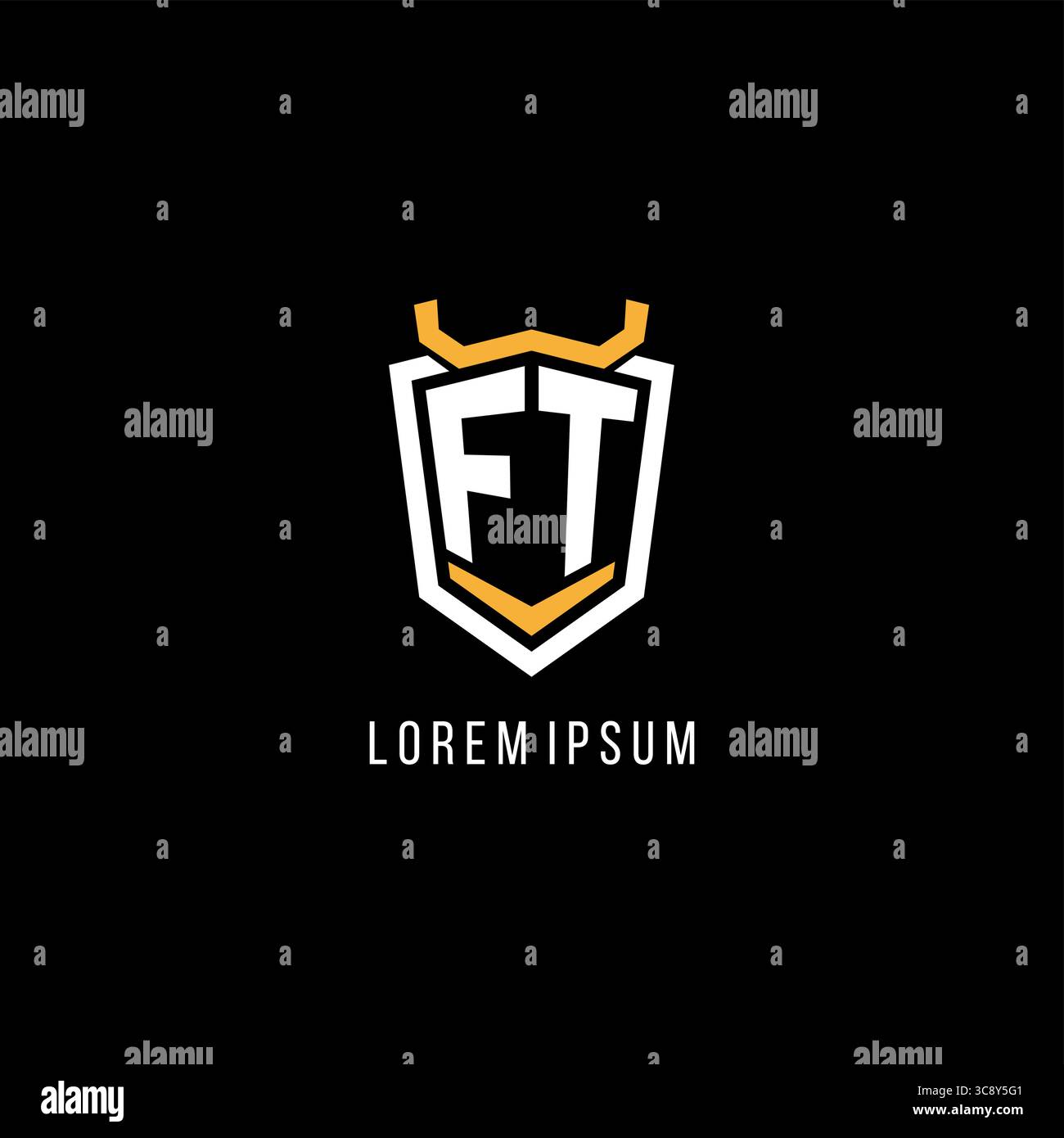 Initial FT geometric shield esport logo monogram design style vector graphic Stock Vector