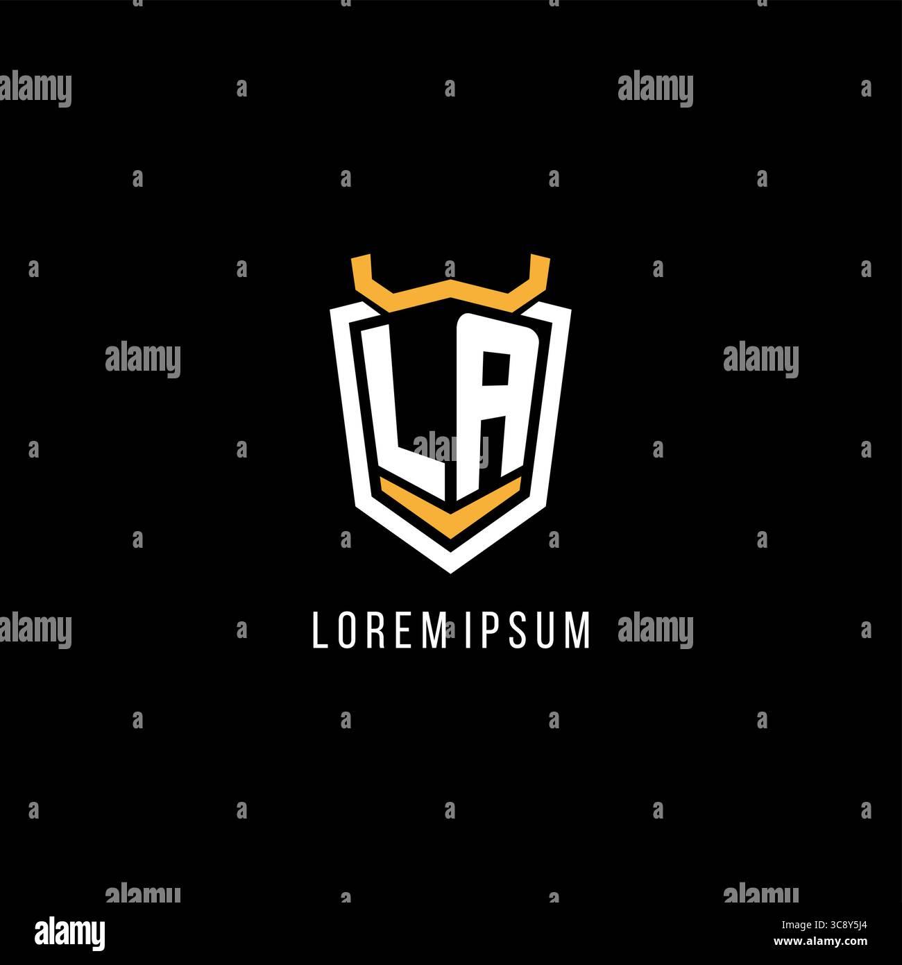 Initial LA geometric shield esport logo monogram design style vector graphic Stock Vector
