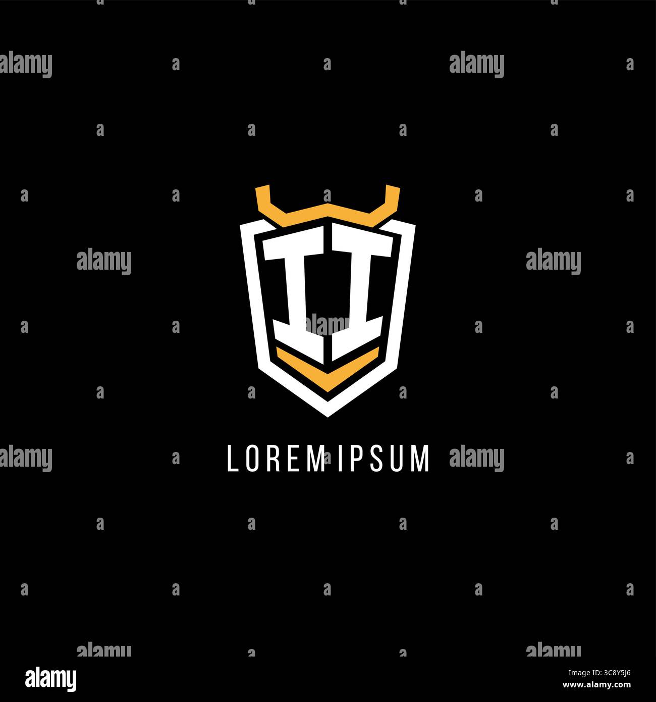 Initial II geometric shield esport logo monogram design style vector graphic Stock Vector